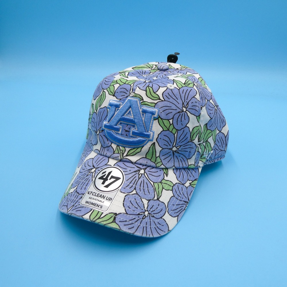 '47 Brand Cap Women One Size Clean Up Auburn Tigers‎ Floral Blue Cotton Hat